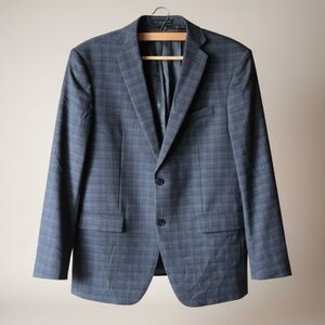 John Varvatos Wool Blazer Sport Coat Gray Plaid Windowpane Bleeker-NN 42R Large